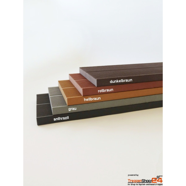 Kunststoffstufen Muster geriffelt, ca. 10 x 10 cm, 3 oder 5 cm stark, Farben grau, hellbraun, rotbraun dunkelbraun und anthrazit.