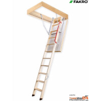 Bodentreppe LTK Energy, Deckenöffnung 100 x 55 cm, Holzleiter 4-teilig, inkl. Handlauf und Bodenschutzkappen, gedämmter Deckel 66 mm beidseitig weiß, berechneter U-Wert 0,68 W/(m²K), Raumhöhe bis 280 cm.
