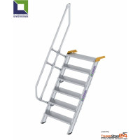 Aluminium Treppe 60° mit 7 Stufen für Höhe 161 bis 183,5 cm, ohne Geländer, Stufen geriffelt, jede Treppe ist in der Höhe eine Maßanfertigung.