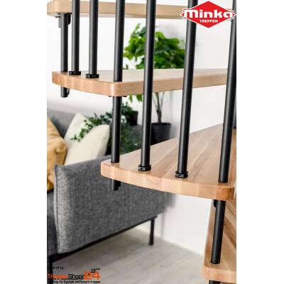 Spindeltreppe Spiral Effect Ø 160 cm Buche schwarz