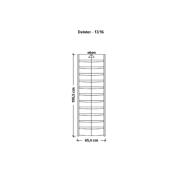 Kernbuche keilgezinkt (Buche bunt) / 13 Steigungen (12 Stufen) / 280 cm / 16 cm / 195,5